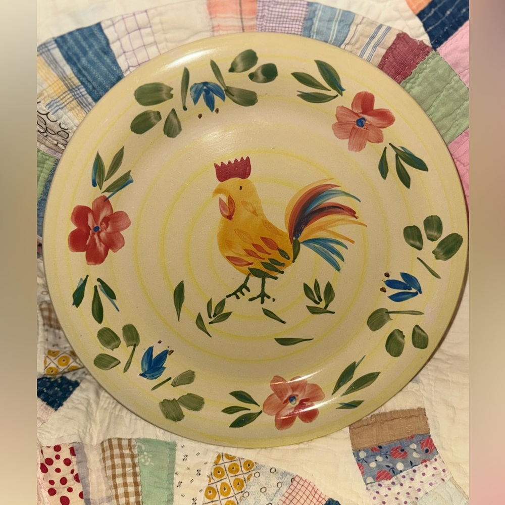 Farmhouse Colorful Rooster Ceramic Dinner Plate